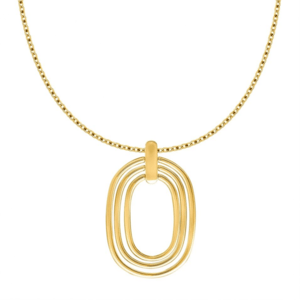 AGATHA PARIS リバイバルロングネックレス、3レイヤーオーバルペンダント、ゴールド-Gold