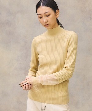 PUBLIC TOKYO スリーブシアーリブニット