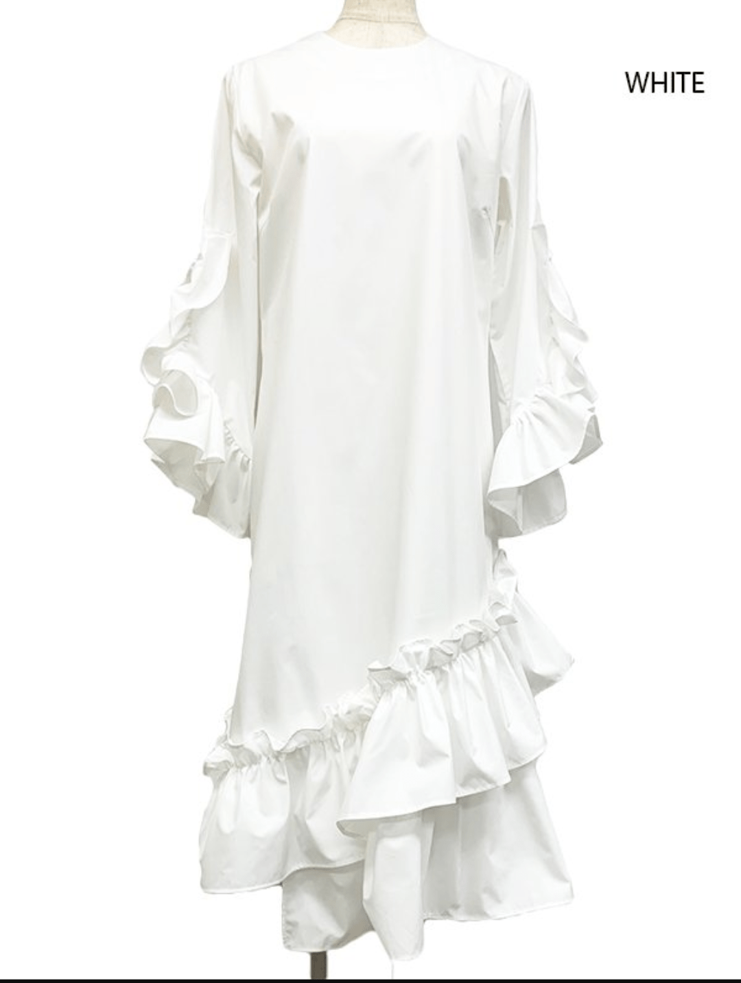Adonisis アシンメトリーラッフルロングシャツドレス