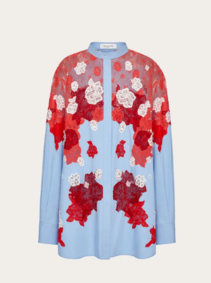 VALENTINO エンブロイダリー コットンポプリン シャツ