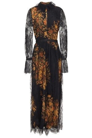 ETRO グログラントリム プリントシルククレープデシン&レース マキシワンピース