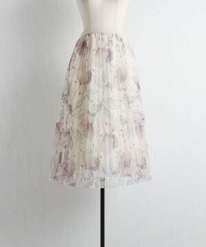 tocco closet フラワープリントシアープリーツスカート