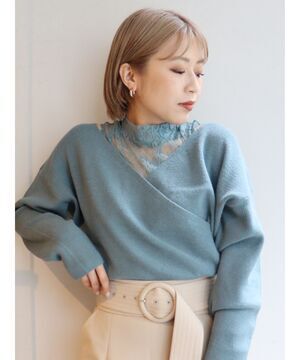 MURUA レースタートルカシュクールニット