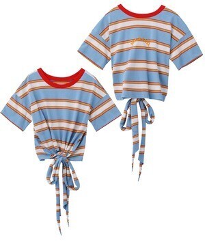 MILKFED. MULTI STRIPED FRONT TIE TOP