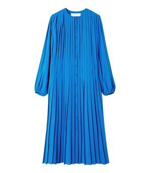 LE CIEL BLEU PLEATED COLLARLESS DRESS