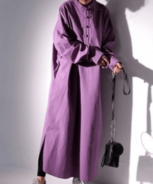 antiqua チャイナボタン ワンピース ロング 長袖 綿100・pk-00751