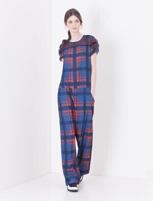 MAX & Co. Printed check satin envers jumpsuit