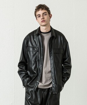 SLICK Eco Leather Double Pocket Shirt Jacke