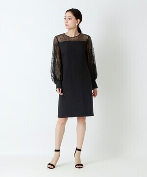 EPOCA バックサテンジョーゼット　レースコンビドレス
