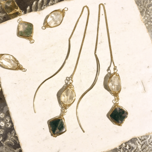 Brooklyn Charm シトリン×インディアンアゲート ウェーブアメリカンピアス