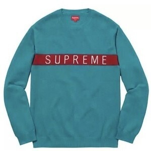 Supreme Logo Stripe Pique Crewneck