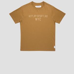 REPLAY CREWNECK JERSEY T-SHIRT WITH REPLAY SPORTLAB NYC WRITING