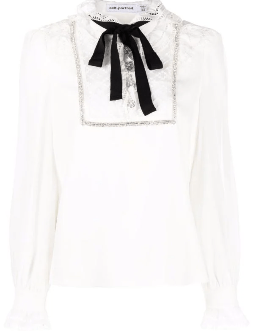 Self-Portrait ruffle-trim pussy-bow blouse