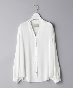 UNITED ARROWS UBCB サテン メタルボタン Vネックブラウス