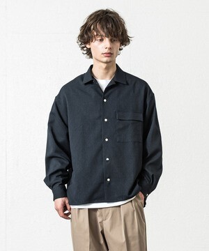 SLICK Pinhead Twill Wide Open Collar Shirt