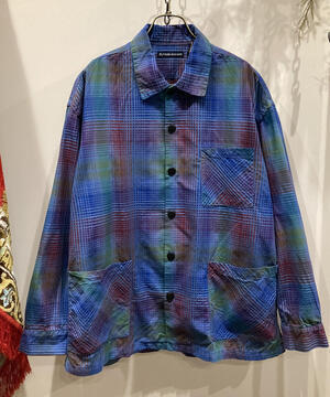 TIGRE BROCANTE RAINBOW SATIN CHECK VENICE BEACH SHIRT JACKET
