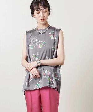 UNITED ARROWS UBC P フラワープリント ノースリーブ プラウス