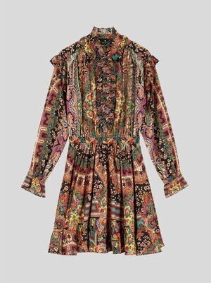 ETRO ナイーブ ペイズリー ウール シルク ワンピースドレス