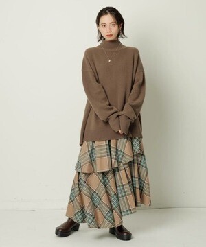 CADUNE アシメティアードチェックスカート