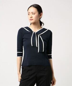 Swingle ラインボウタイニットプルオーバー