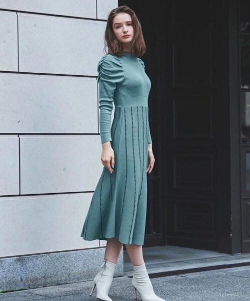 And Couture スカラ配色ニットワンピース