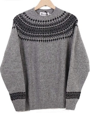 Harley OF SCOTLAND Harley of Scotland Nordic Snow Pattern Shetland Crew Neck Knit Sweater