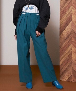 MAISON SPECIAL ナローベルトランダムタックパンツ