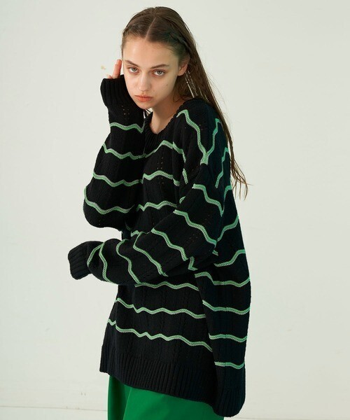 LiNoH CROCHET WAVE PULLOVER KNIT