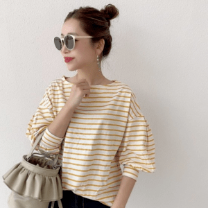 BayBee lantern sleeve border tops( yellow)