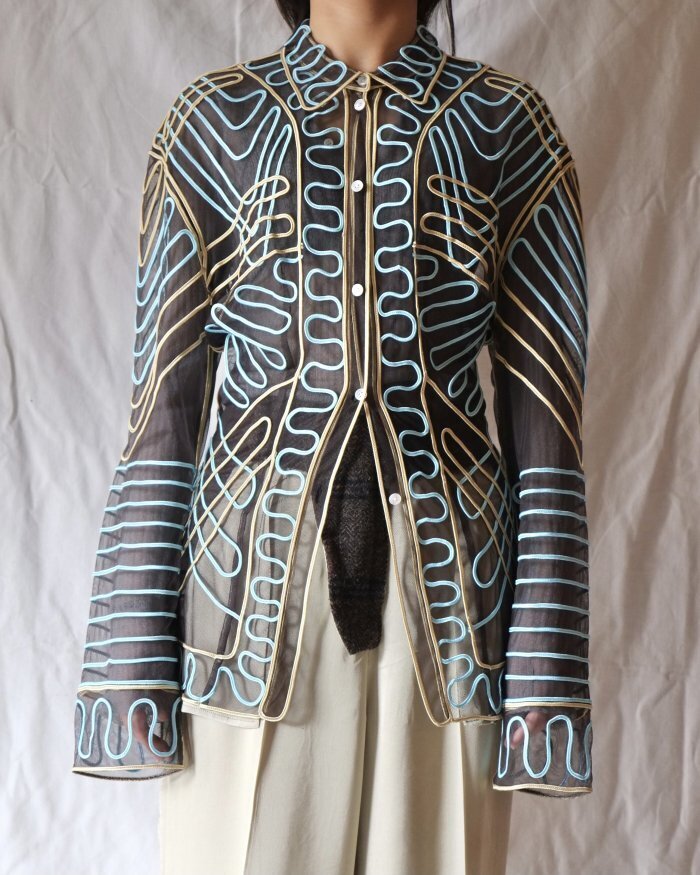 FUMIKA UCHIDA SOUTACHE BLOUSE - CHARCOAL