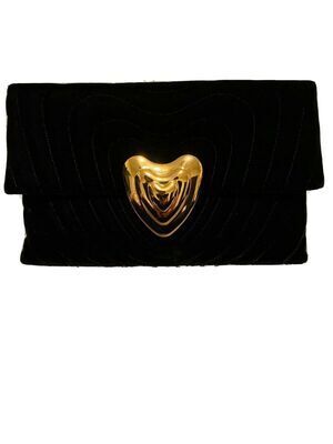 ESCADA ブラック ベルベット ゴールド ハート クラッチ
