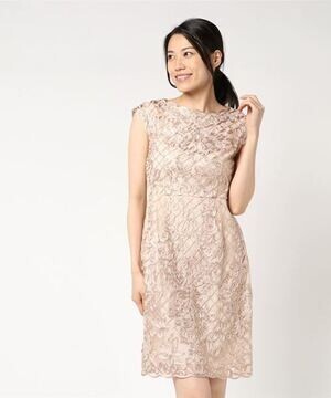 ANAYI ツートンチュール刺繍ワンピース