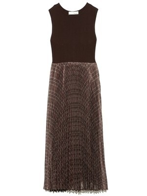 Lily Brown シアーチェックニットワンピース