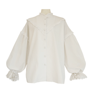 BayBee pin tuck frill blouse(white)