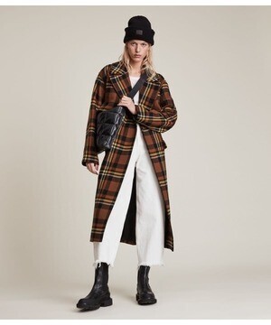 ALLSAINTS BREE CHECK WOOL BLEND COAT