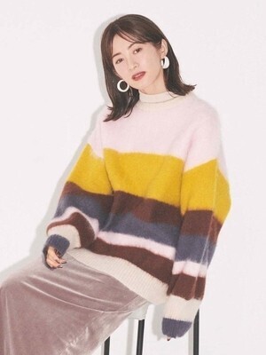 emmi 【emmi atelier】ボーダービックシルエットニットトップス