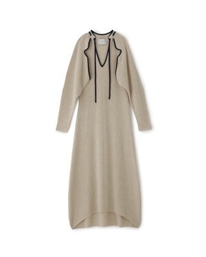 TAN DOGLEG SLEEVES LONG ONEPIECE