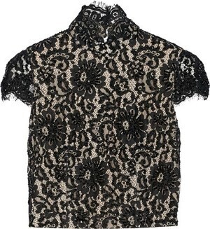Alice + Olivia MARCY OPEN-BACK EMBELLISHED LACE TOP