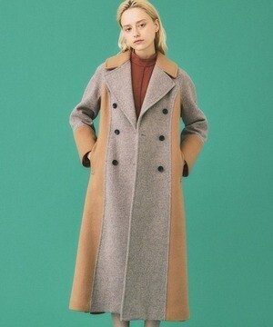 INella カラーブロックロングコート