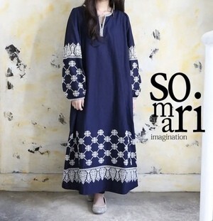 somari imagination ニュアンス刺繍ワンピース