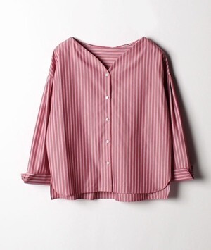 allureville カラーストライプVネックシャツ