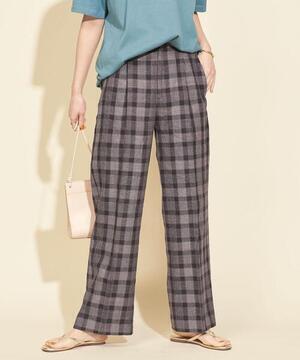 BEAUTY&YOUTH UNITED ARROWS BY∴ 麻ブレンドチェックサイドゴムパンツ -ウォッシャブル-
