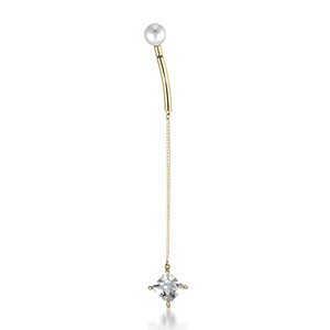 STAR JEWELRY K10 ピアス QUARTZ&PEARL BAR PIERCED EARRING