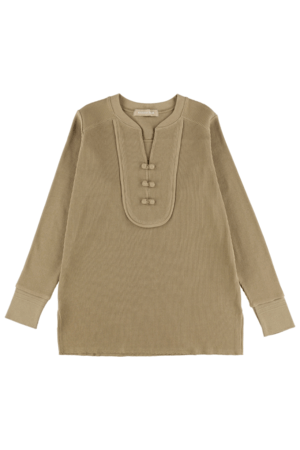 ALEXIA STAM China Button Rib Knit Top Brown