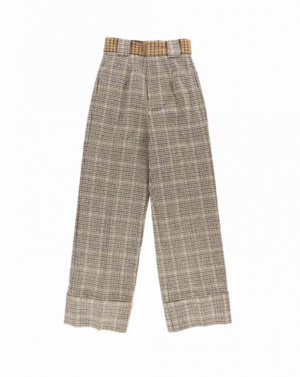 ALEXIA STAM Contrast Plaid Pants Beige