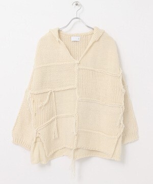 KBF パッチワークフードBIGニット