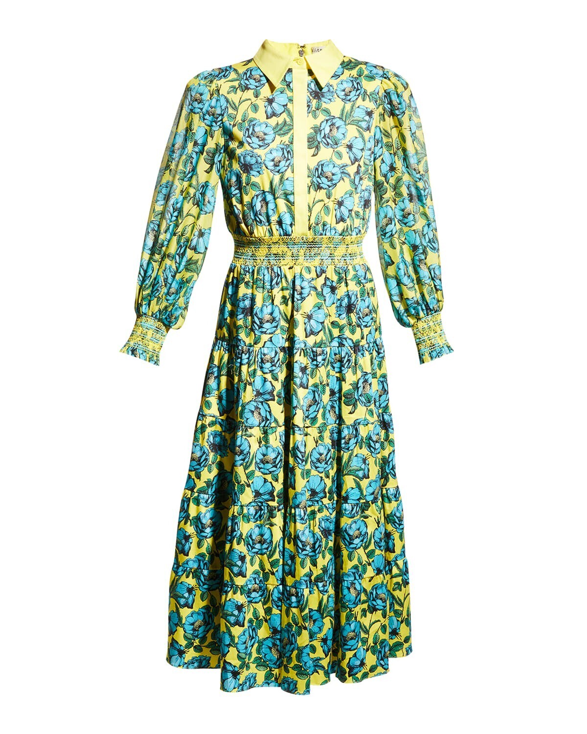 Alice + Olivia Anaya Collared Tiered Dress