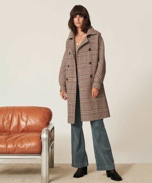 TARA JARMON Double face check coat