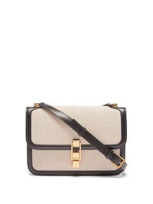 SAINT LAURENT カレ ミディアム レザー＆キャンバスバッグ