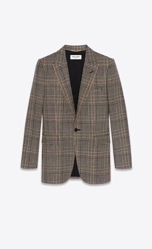 SAINT LAURENT シングルブレストジャケット（プリンス・オブ・ウェールズ ツイード）
